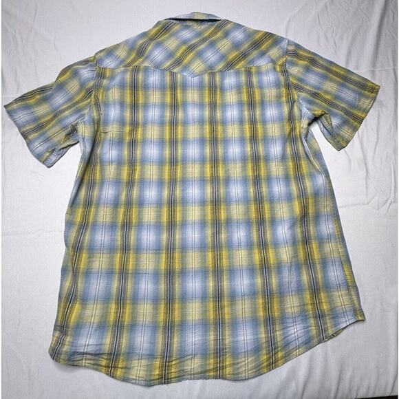 Rafter C Men's Pro Flex 45 Performance SS Blue Yellow Plaid Shirt - Size XL - Picture 2 of 6